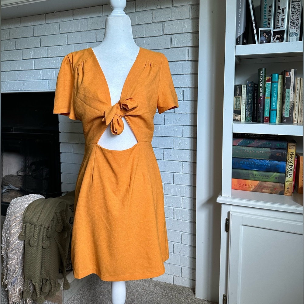 Kimchi Blue Tie Front Dress in Marigold